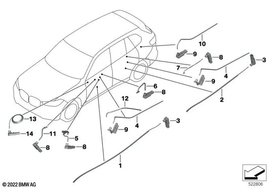 Front right door opening light driver for BMW X5 F95, G05, G18; X6 F96, G06; X7 G07 (OEM 63316996270). Original BMW.