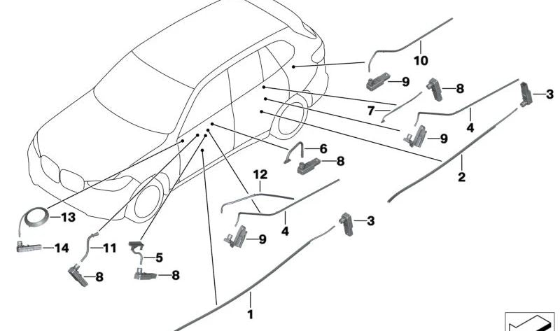 Rear Right Map Pocket Light Guide for BMW X5 F95, G05, X6 F96, G06, X7 G07 (OEM 63316996394). Original BMW