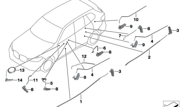 Guía de luz para bolsa de mapas trasera derecha para BMW X5 F95, G05, X6 F96, G06, X7 G07 (OEM 63316996394). Original BMW