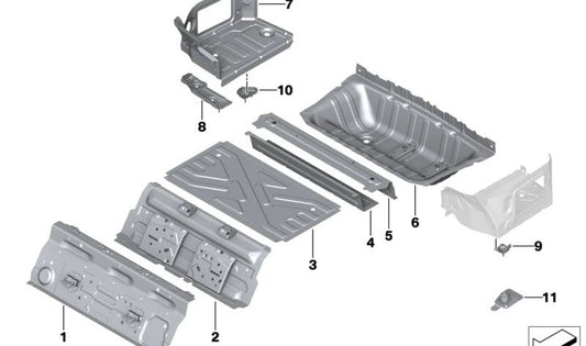 Refuerzo suelo maletero derecho OEM 41009626548 para BMW G26 (Serie 4 Gran Coupé). Original BMW.