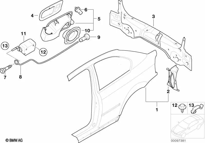 Accionador Tapa de Llenado para BMW E46 (OEM 67116988090). Original BMW.