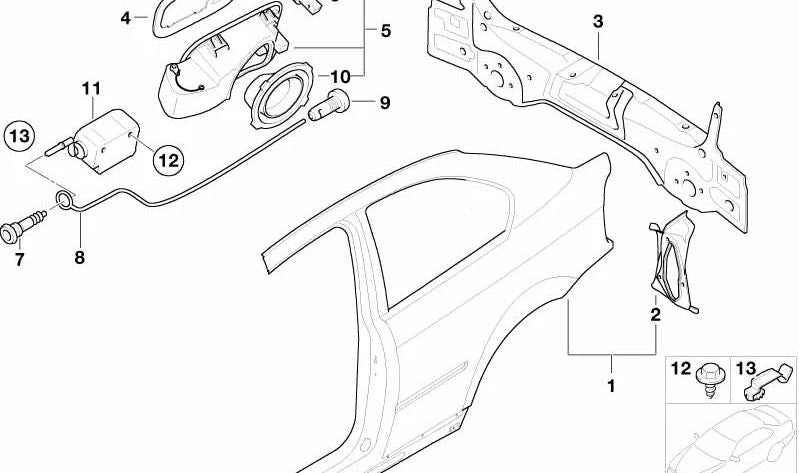 Cavo di emergenza del blocco centrale OEM 51258234140 per BMW E36, E46, E60, E61, F07, F10, F11, E63, E64, E65, E66, E83, E70, E71, E72, Z3, E52. BMW originale.