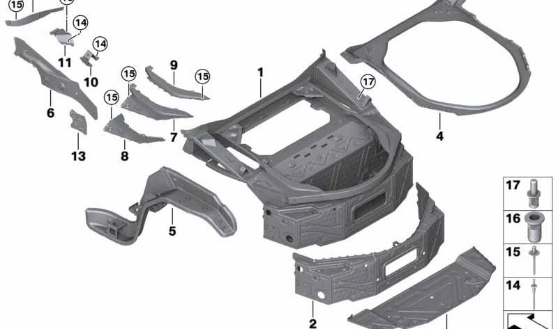 Cubierta trasera OEM 41007434490 para BMW i8 (I12, I15). Original BMW.