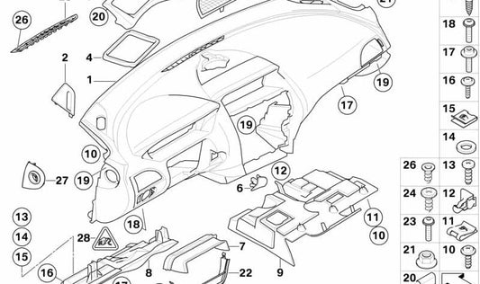 Visera para Head-Up Display OEM 62307899731 para BMW E63, E64 (Serie 6 Coupé y Cabrio). Original BMW.