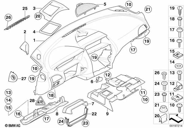 Moldura Decorativa del Salpicadero Central para BMW Serie 6 E63, E63N, E64, E64N (OEM 51457899710). Original BMW