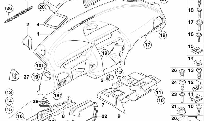 Revestimiento del Tablero de Instrumentos para BMW E63N, E64N (OEM 51459140625). Original BMW