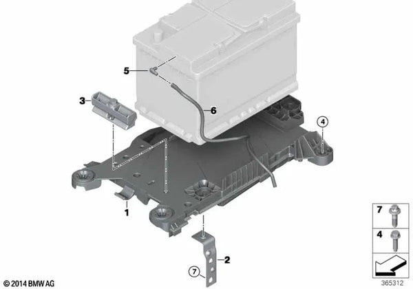 Soporte de Batería para BMW Serie 1 F40, Serie 2 F44 F45N F46 F46N, X1 F48 F48N F49N, X2 F39 (OEM 61219387574). Original BMW