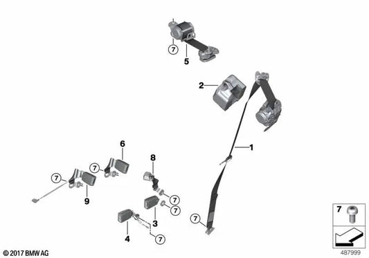 Sicherheitsgurt hinten links für BMW X2 F39 (OEM 72118076467). Original BMW