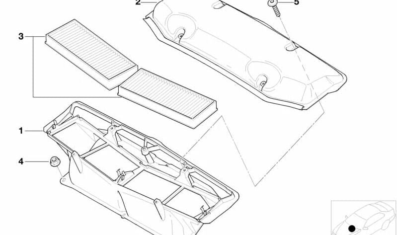 Carcasa para microfiltro OEM 64318377637 para BMW {E52 (Z8)}. Original BMW.