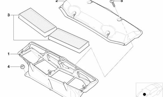 Carcasa para microfiltro OEM 64318377637 para BMW {E52 (Z8)}. Original BMW.