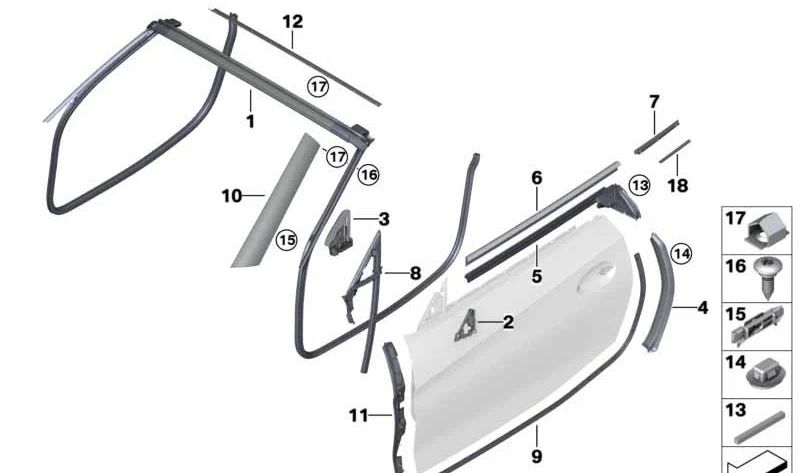 Junta Triángulo del Espejo Derecho para BMW Z4 G29 (OEM 51337429634). Original BMW