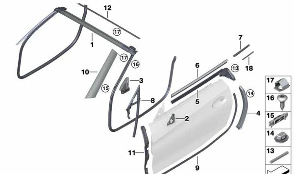 Sellado de juntas A-Pilar izquierdo para BMW Z4 G29 (OEM 51767429643). Original BMW