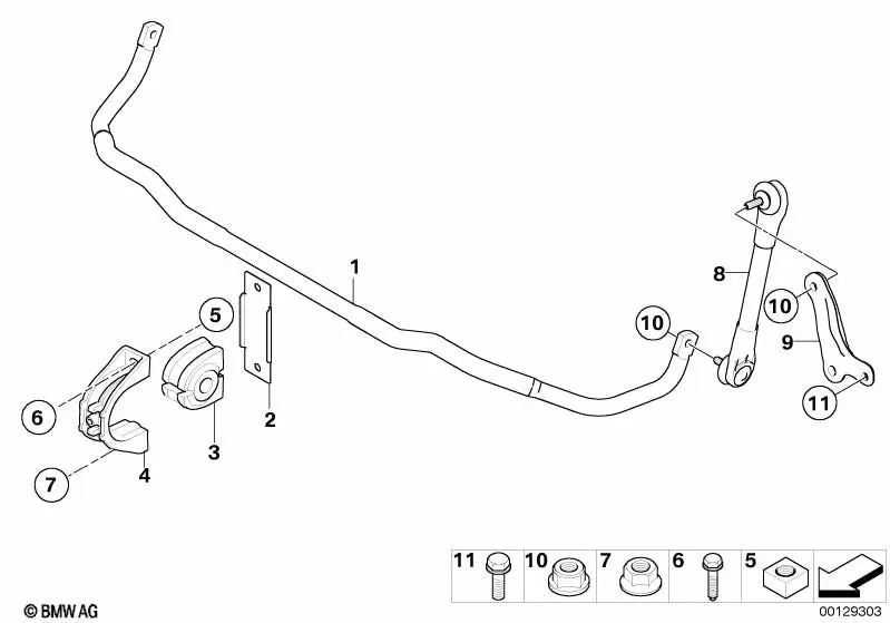 Barra estabilizadora izquierda para BMW Serie 6 E63, E63N, E64, E64N (OEM 31306781541). Original BMW