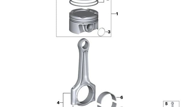 Juego de bielas para BMW Serie 1 F20, F21, Serie 2 F22, F23, F45, F46, Serie 3 E90N, E91N, F30, F31, F34, Serie 4 F32, F36, Serie 5, F11N, X1 E84, F48, MINI F54, F60, R55N, R56N, R58, R59, R60, R61 (OEM 11248473777). Original BMW