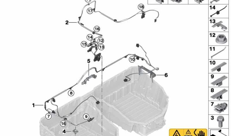 Canal para cables para BMW Serie 3 G20, G21, Serie 5 G30, G31, Serie 7 G11, G12, X3 G01 (OEM 61278632914). Original BMW.