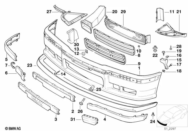 Revestimiento para BMW Serie 3 E36 (OEM 51112252253). Original BMW