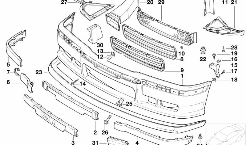 Cubierta para BMW Serie 3 E36 (OEM 51112265639). Original BMW