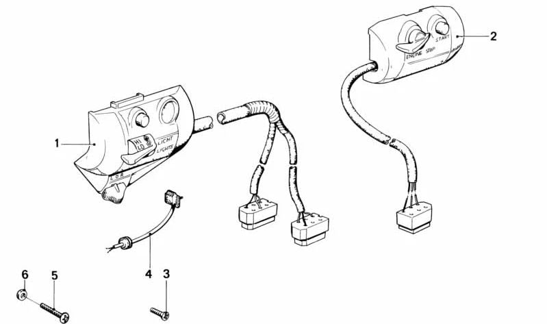 Left control switch (turn signals and lights) OEM 61311244410 for BMW E12, E21, E23, E24, E28. Original BMW.