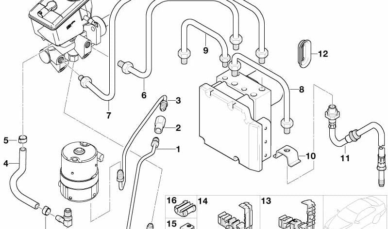 Latiguillo de freno OEM 34306755788 para BMW E36, E46. Original BMW.