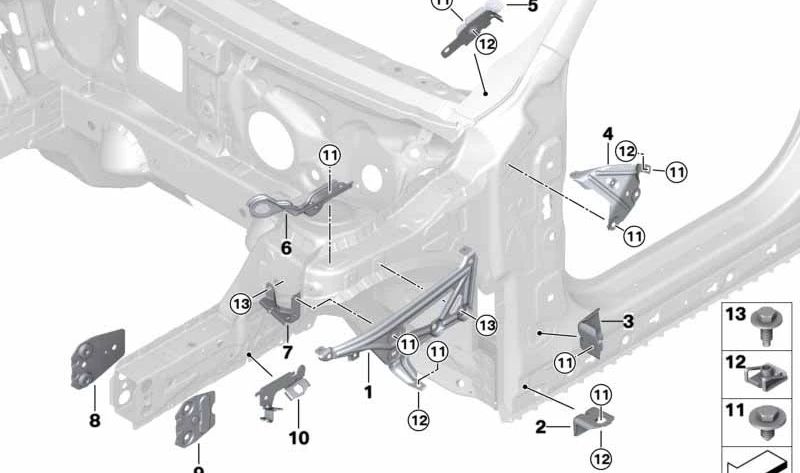 Soporte lateral de columna A derecha para BMW F48, F49 (OEM 41007427136). Original BMW