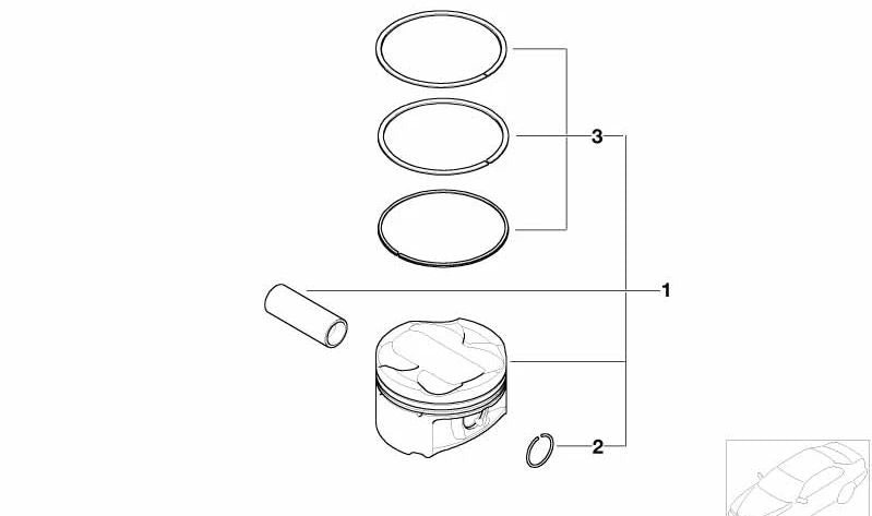 Kit de reparación de anillos de pistón para BMW E46, E85, E86 (OEM 11257834015). Original BMW