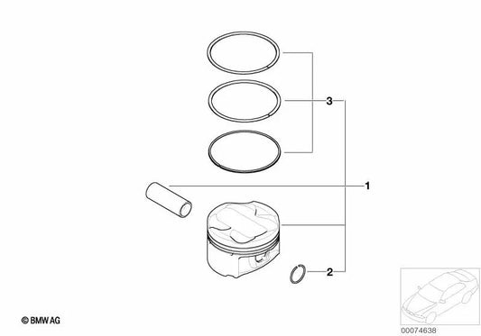 Piston Kit for BMW E46, E85, E86 (OEM 11257834017). Original BMW