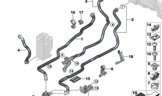 Retorne a mangueira de refrigerante para BMW G32, G32N (OEM 64216821618). BMW original