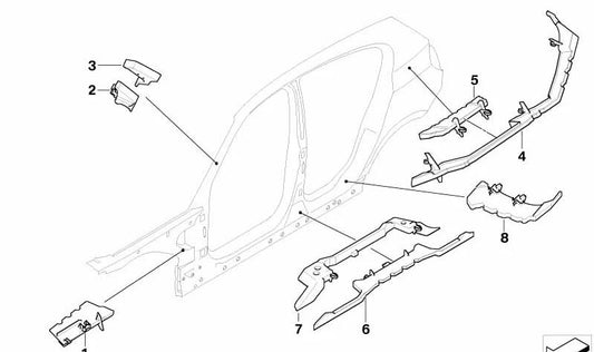 Revestimiento exterior del pilar C derecho OEM 41217077842 para BMW E87. Pieza original BMW.