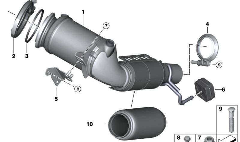 Soporte para catalizador cercano al motor OEM 18328484348 para BMW F40, F52, F44, F45, F46, F48, F49, F39 y MINI F55, F56, F57, F54, F60. Original BMW/MINI.