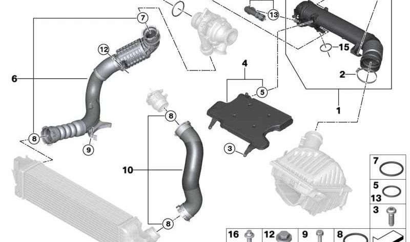 Tubo de intercooler para BMW F40, F44 (OEM 11618478670). Original BMW