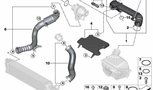 Tubo de intercooler para BMW F40, F44 (OEM 11618478670). Original BMW