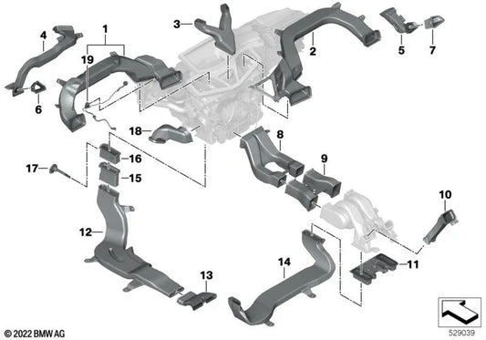 Conducto de aire derecho para BMW F95, G05, G18, F96, G06, G07 (OEM 51477434334). Original BMW.