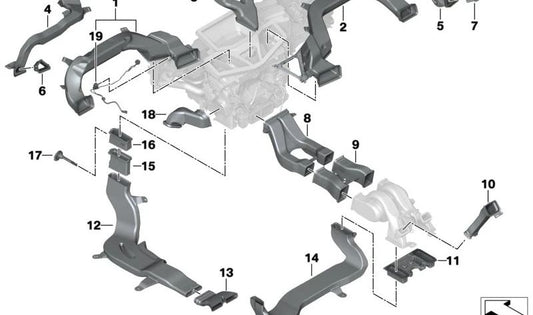 Conducto de aire trasero OEM 51169399772 para BMW G05, F95, G06, F96, G07. Original BMW