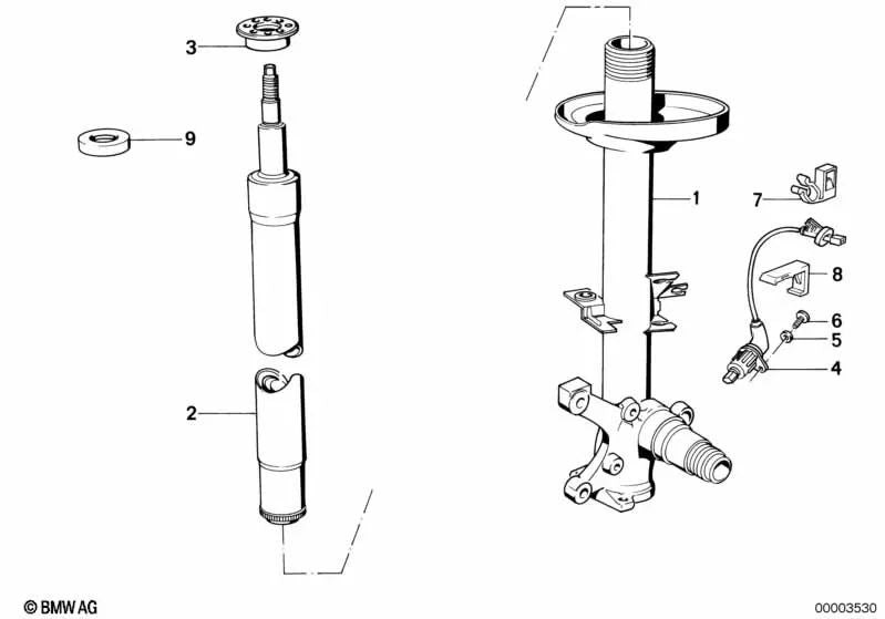 Inserto de amortiguador para BMW Serie 5 E34 (OEM 31321135858). Original BMW