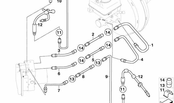 Tubería de freno OEM 34326771612 para BMW E60, E61. Original BMW.