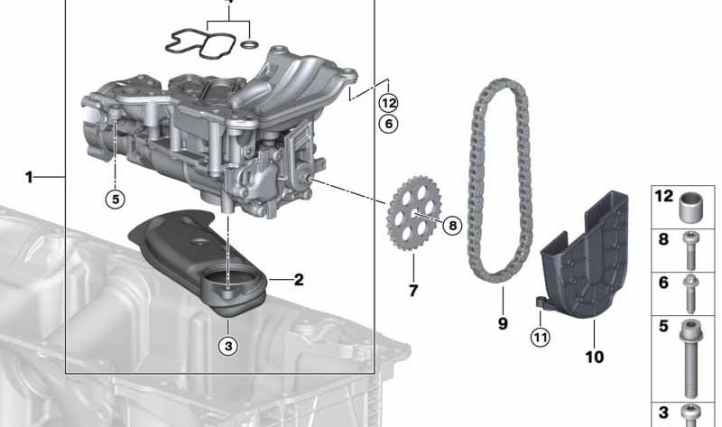 Bomba de aceite OEM 11418090813 para BMW G87, G80, G82. Original BMW.