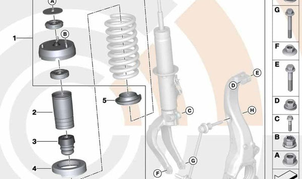 Kit de reparación del cojinete de soporte para BMW X5 E70N, X6 E71 (OEM 31352413618). Original BMW