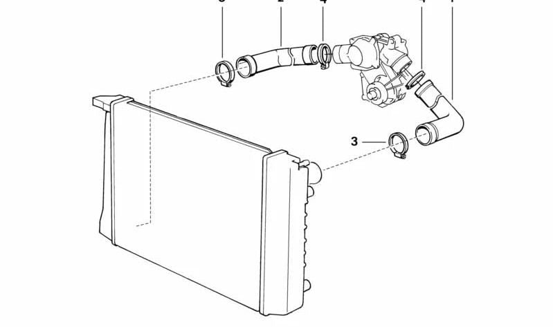 Tuyau de radiateur OEM 11531741413 pour BMW E32. BMW d'origine.