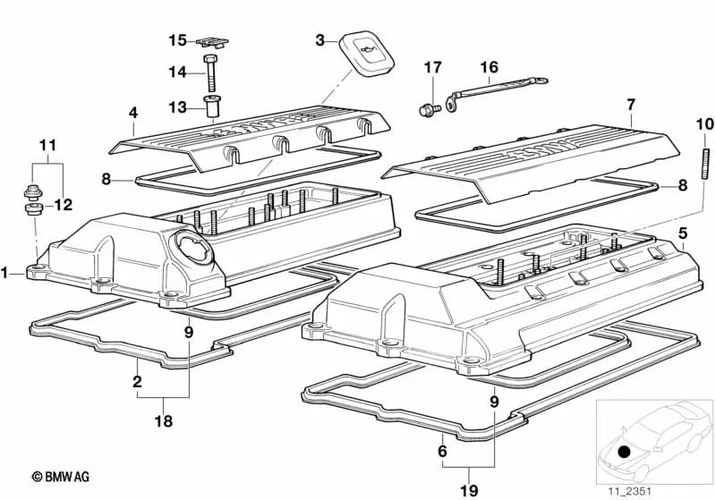 Separador con O-Ring para BMW E34, E39, E32, E38, E31, E53, E52 (OEM 11121715404). Original BMW