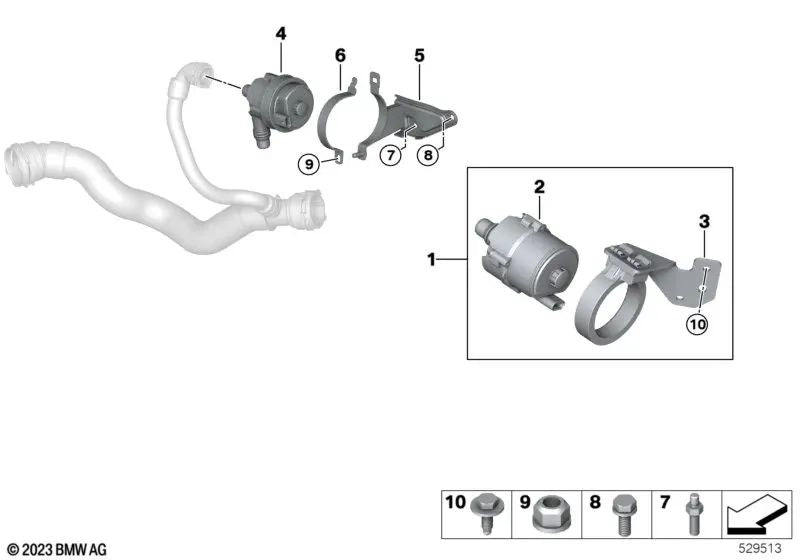 Bomba adicional de refrigerante para BMW G42, G87, G20, G21, G28, G80, G81, G22, G23, G26, G82, G83, G30, G31, G38N, G32, G11N, G12N, G14, G15, G16, F97, G01, G08, F98, G02, G05, G18, G06, G07, G29 (OEM 11518651287). Original BMW