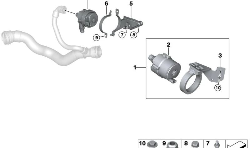 Bomba adicional de refrigerante OEM 64119484254 para BMW F87, F80, G20, G21, F82, F83, G26. Original BMW.