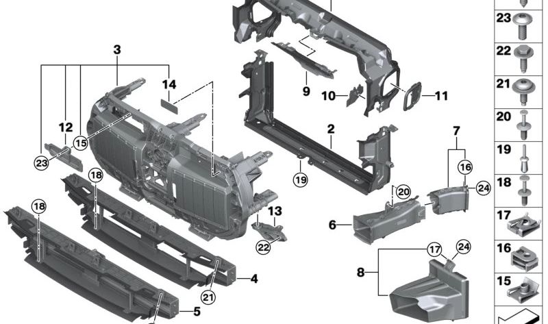 Conducto inferior del radiador OEM 51749464038 para BMW G70 (Serie 7 G70). Original BMW