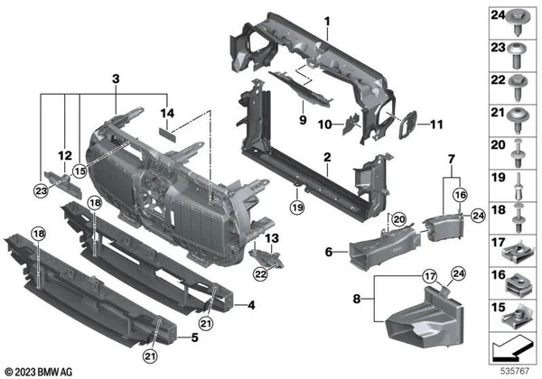 Guía de Aire Superior para BMW Serie 7 G70 (OEM 51745A12733). Original BMW