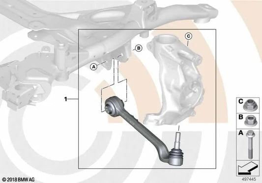 Kit de reparación para brazo de control izquierdo para BMW F20, F21, F22, F23, F30, F31, F34, F35, F32, F33, F36 (OEM 31122467049). Original BMW