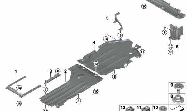 Cubierta inferior trasera OEM 51758070788 para BMW F95 (X5 M), F96 (X6 M). Original BMW.