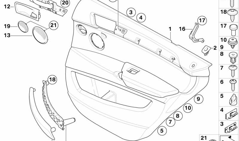 Painel da porta traseira de couro OEM 51429176479 para BMW E71, E72. BMW original.