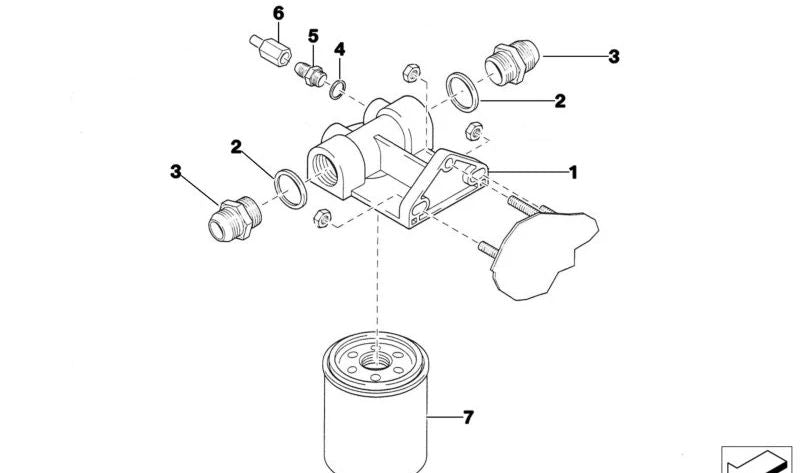 Cabeza de filtro de aceite para BMW F07, F10, F11, F06, F12, F13, F01N, F02N (OEM 11421416354). Original BMW