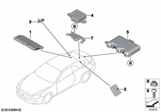 Amplificador de antena Diversity para BMW F06, F13 (OEM 65209346795). Original BMW.