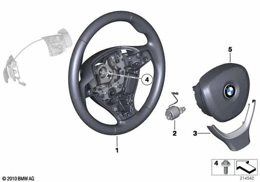 Volante Deportivo de Cuero con Palancas de Cambio para BMW F07, F10, F11, F06, F12, F13, F01N, F02N (OEM 32336867282). Original BMW