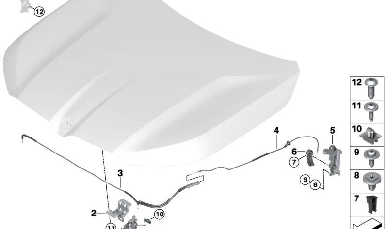 BOWDE CLOSURE CROSTURISÉ OEM 51237418203 pour BMW G05, G18, F95, G06, F96, G07, G09. BMW d'origine.